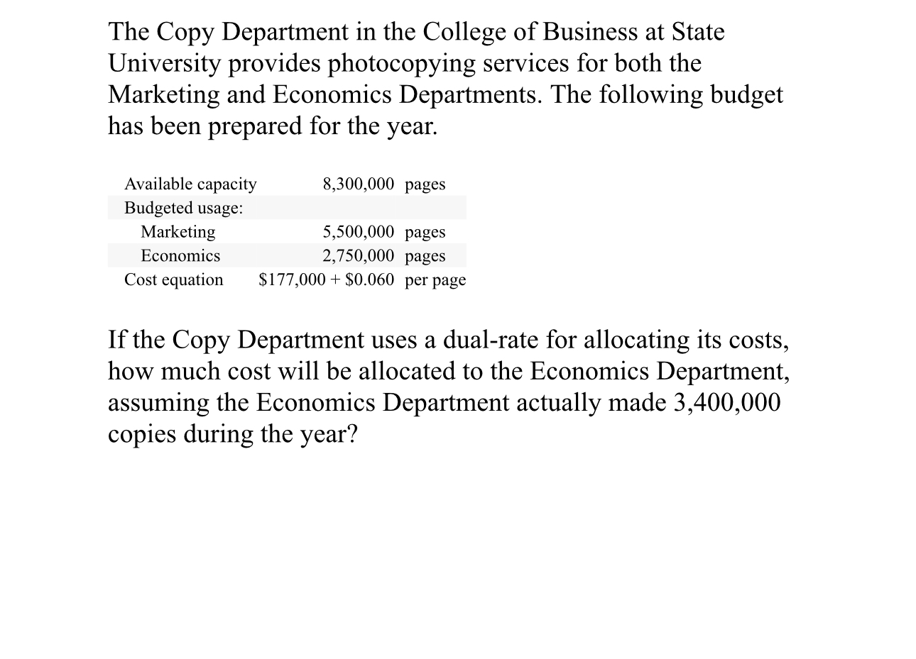 The Copy Department in the College of Business at
