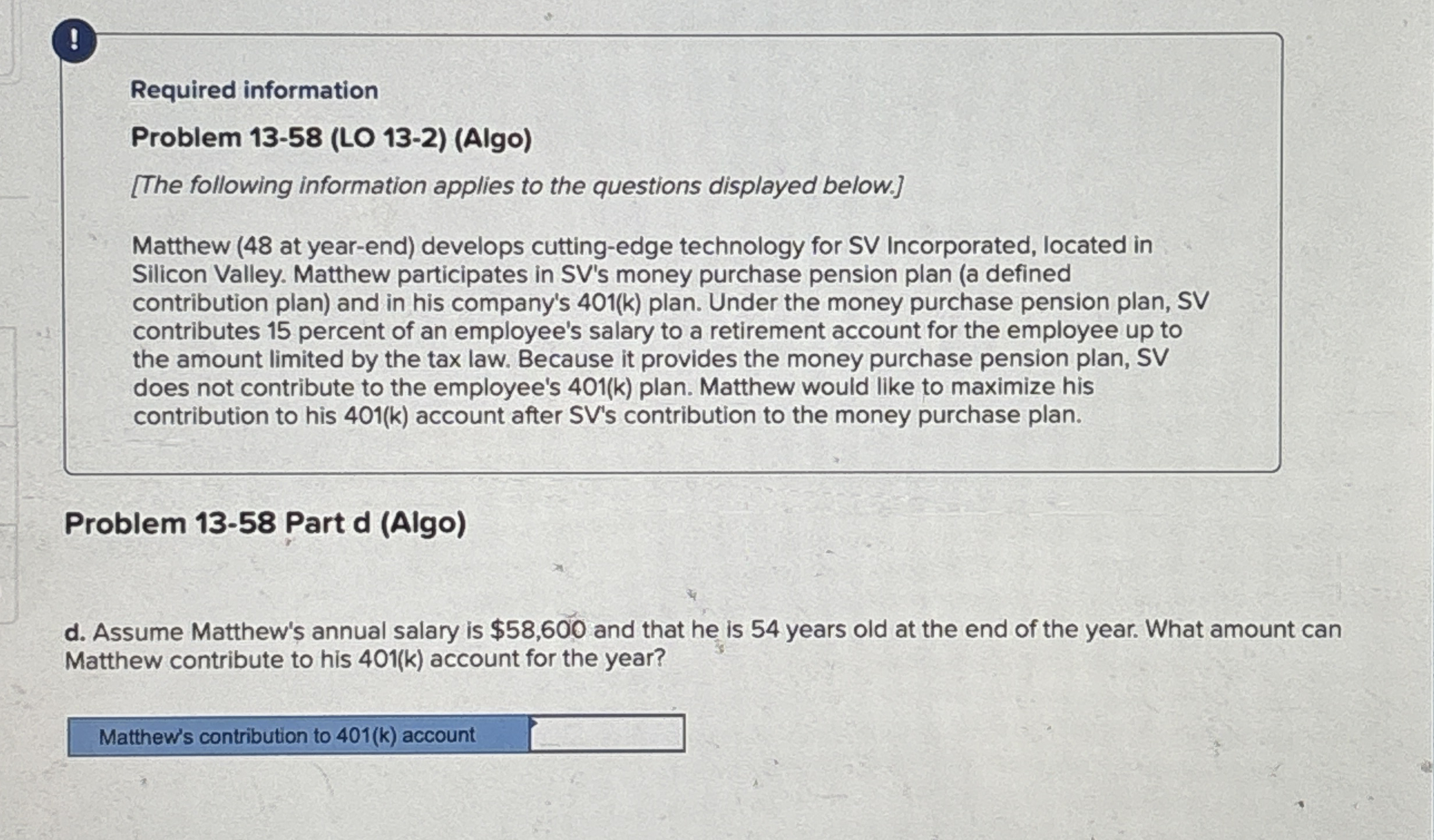 ! Required information Problem 1 3 - 5 8 ( LO 1 3