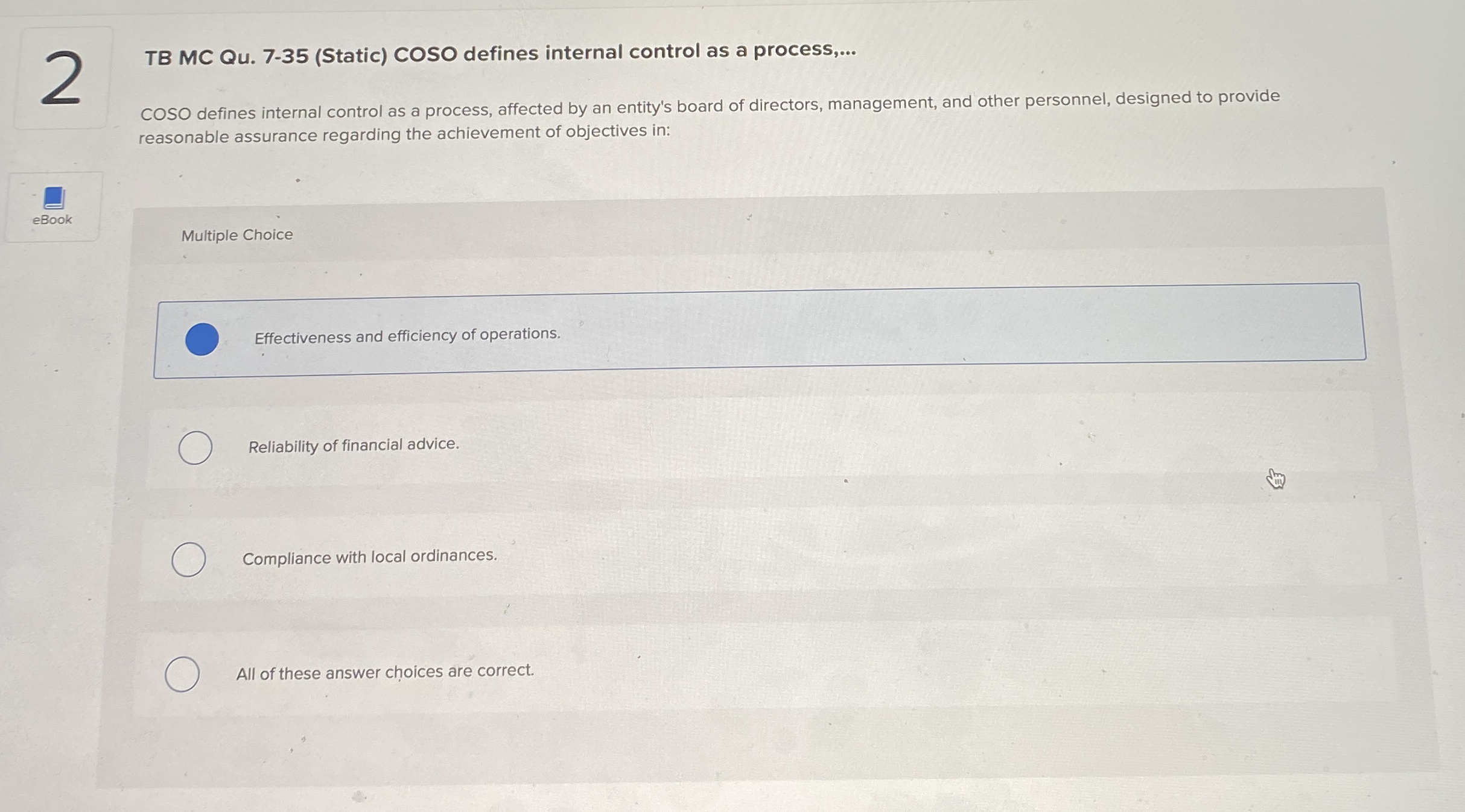 2 TB MC Qu . 7 - 3 5 ( Static ) COSO defines