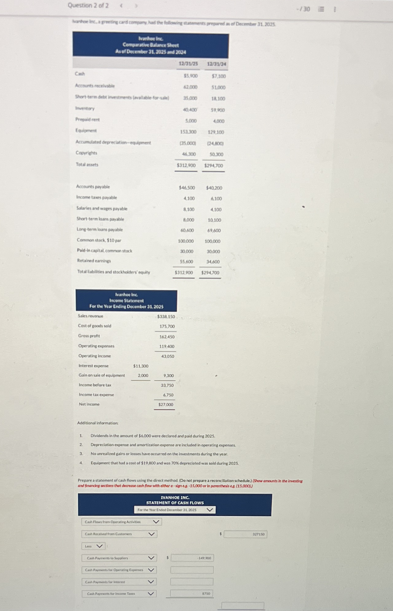 Question 2 of 2 - 1 3 0 \ table [ [ \ table [ [