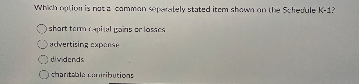 Which option is not a common separately stated