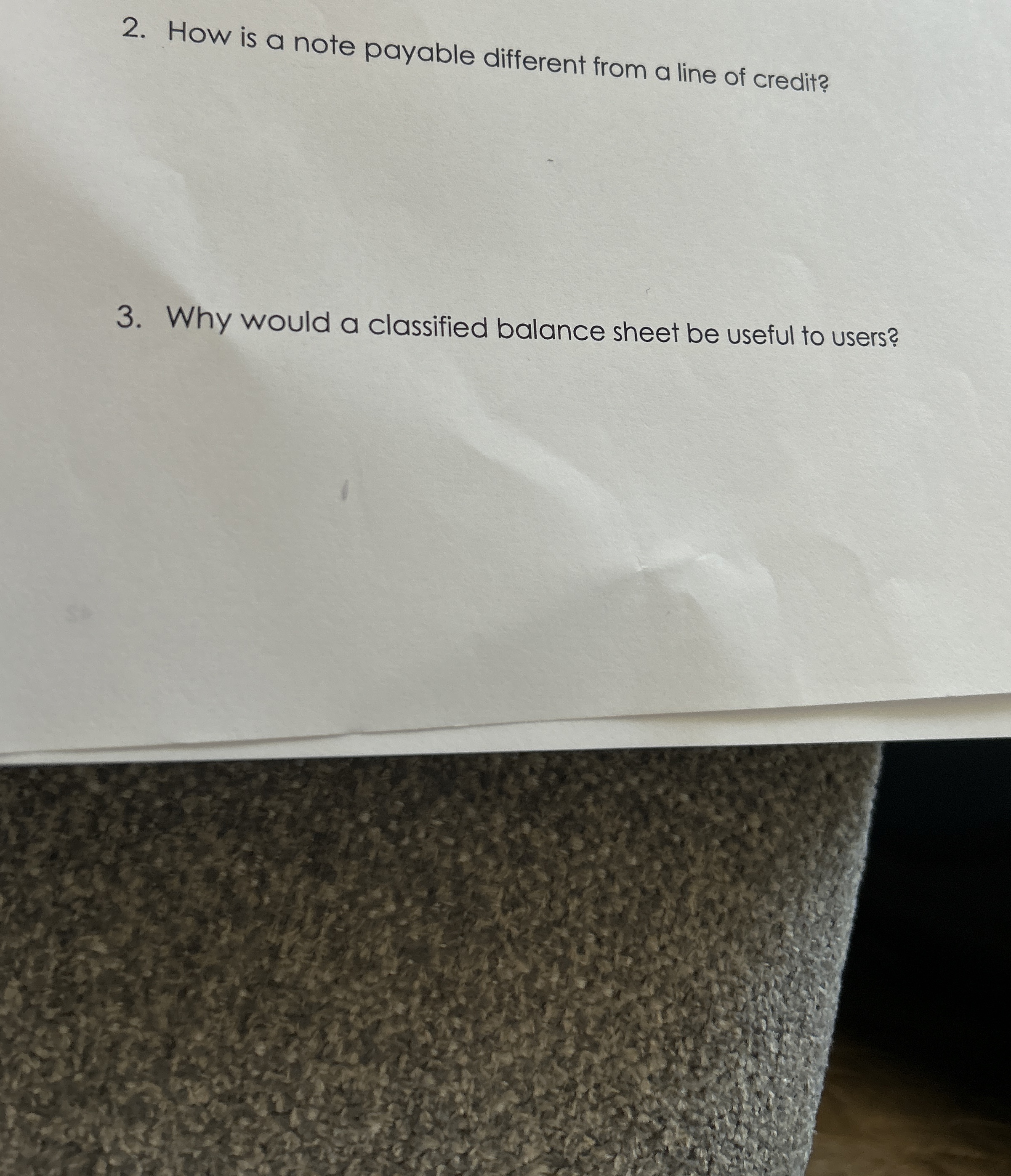 How is a note payable different from a line of