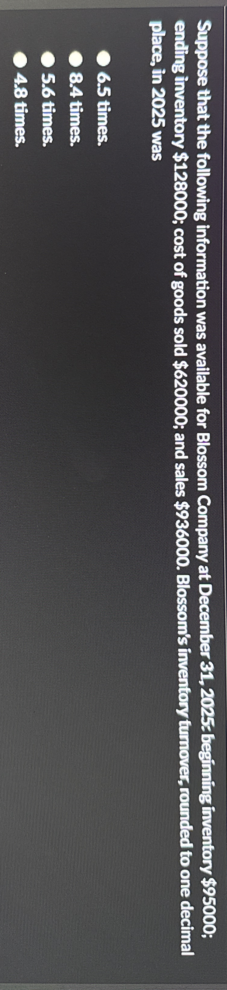 Suppose that the following information was