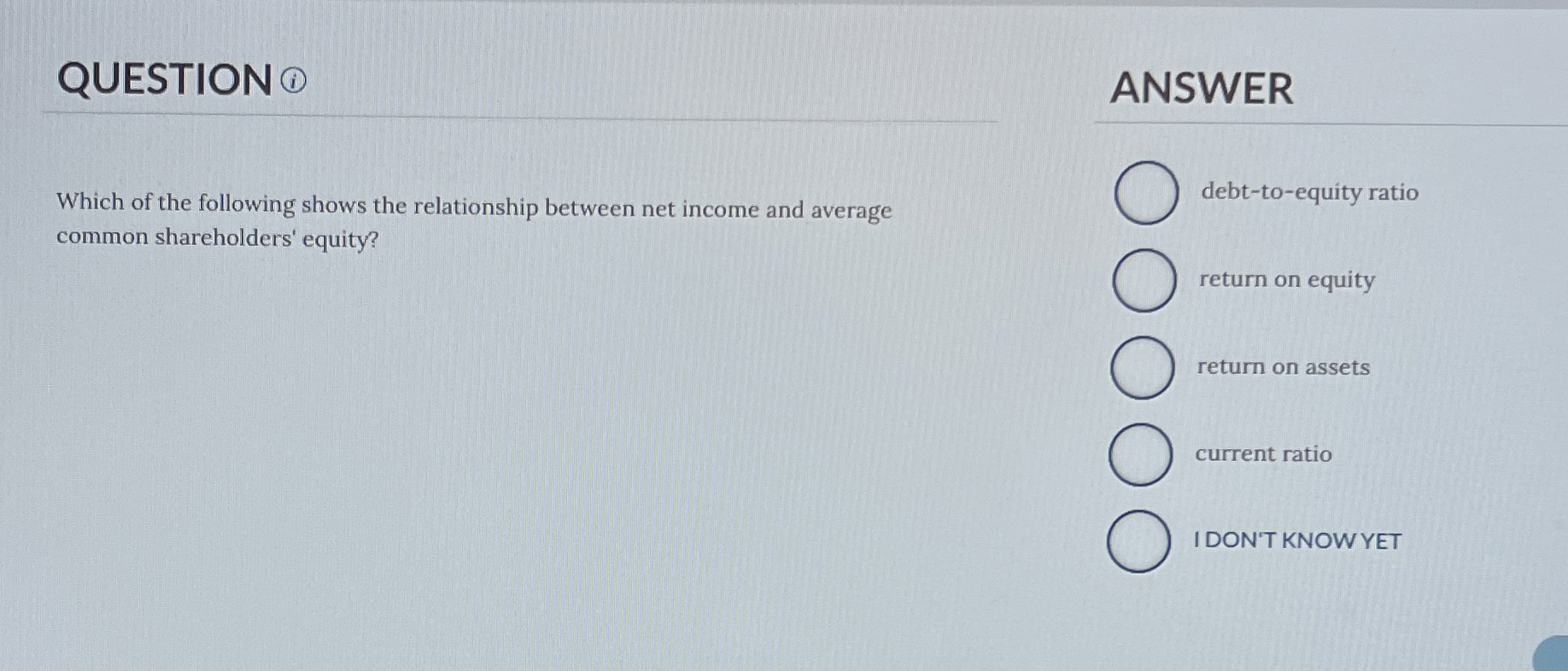 QUESTION ( 1 ) ANSWER Which of the following