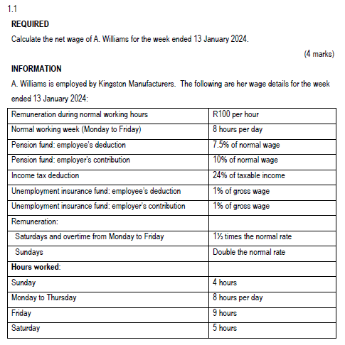 1 . 1 REQUIRED Calculate the net wage o f A .