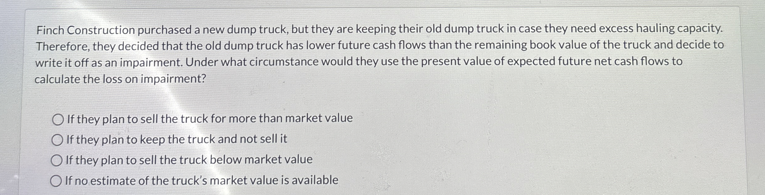 Finch Construction purchased a new dump truck,
