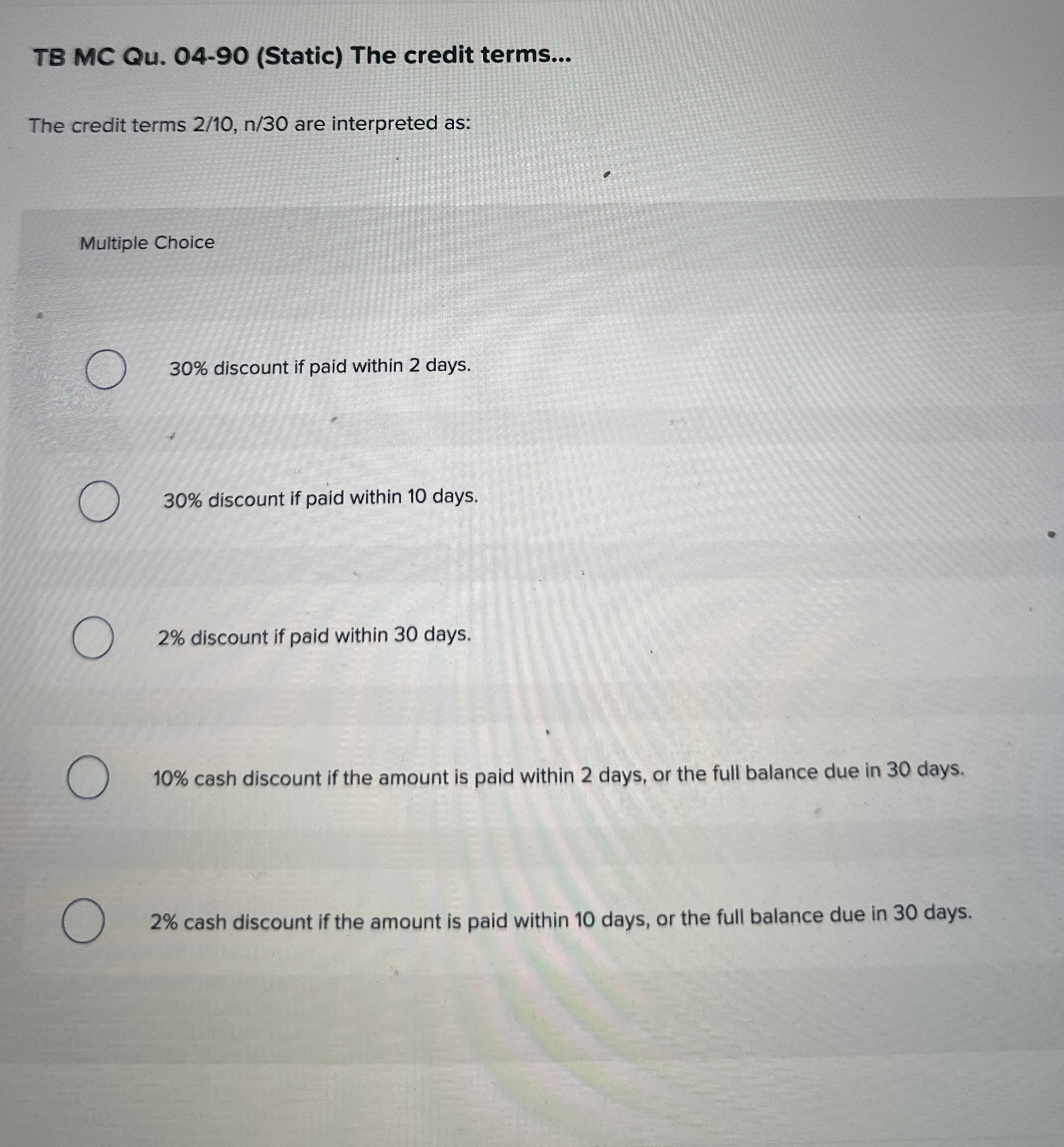 TB MC Qu . 0 4 - 9 0 ( Static ) The credit