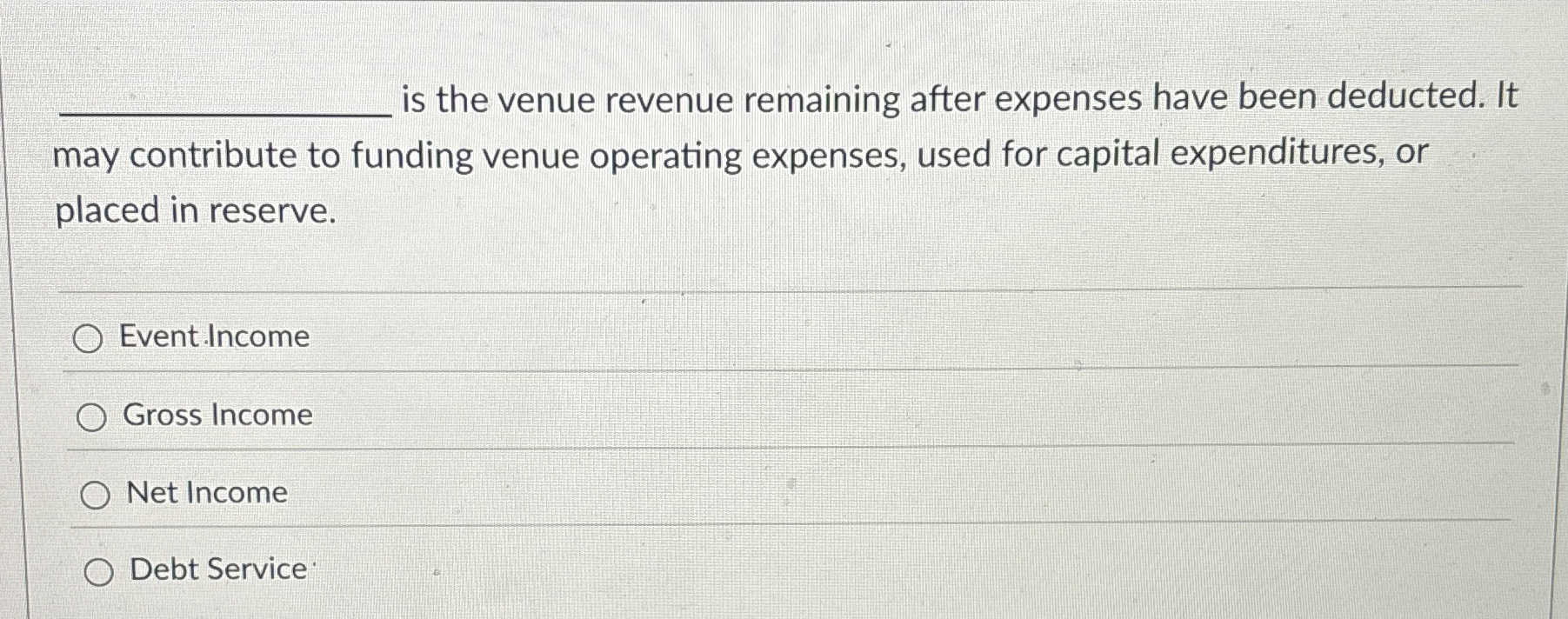 is the venue revenue remaining after expenses