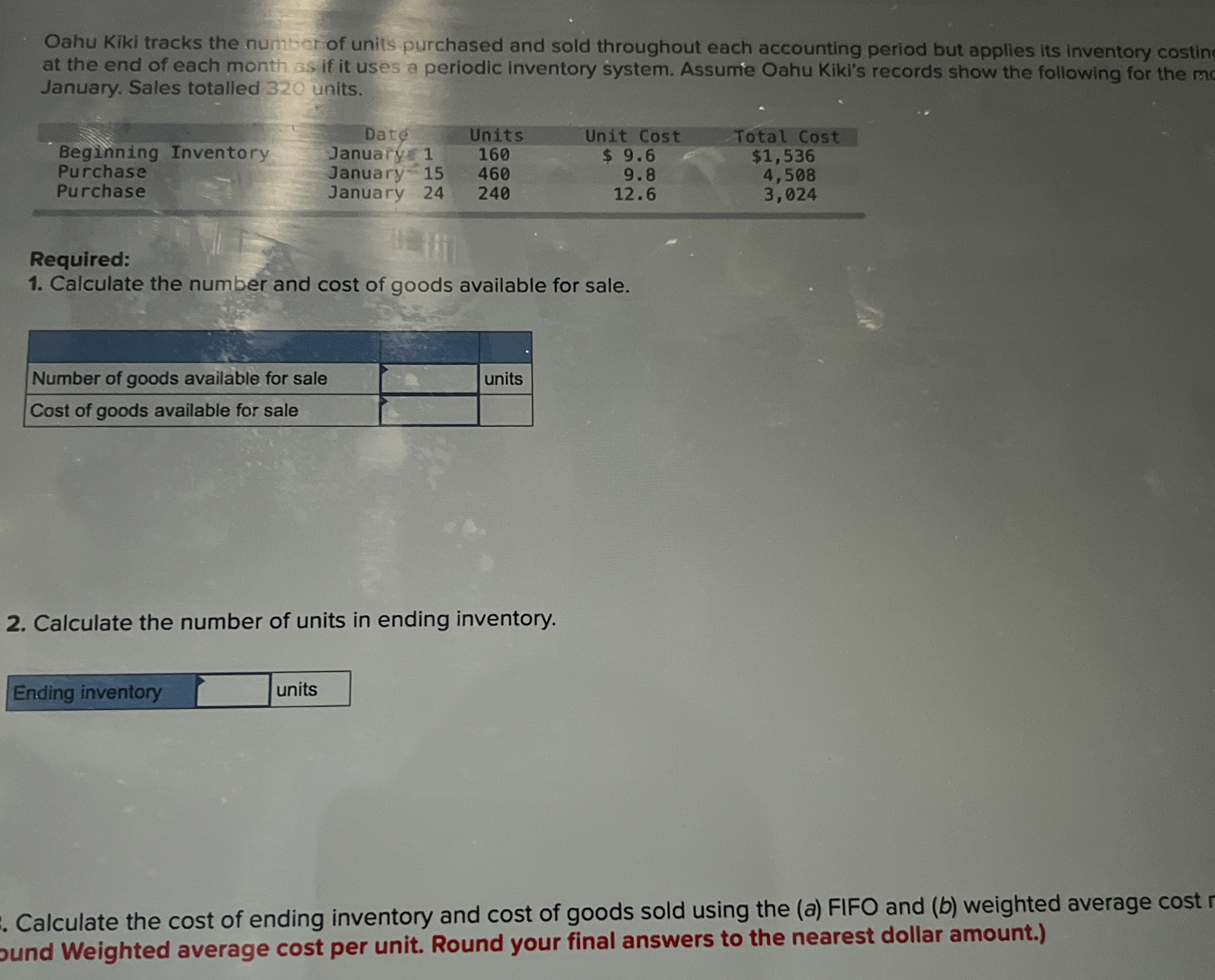 Oahu Kiki tracks the numbor of units purchased