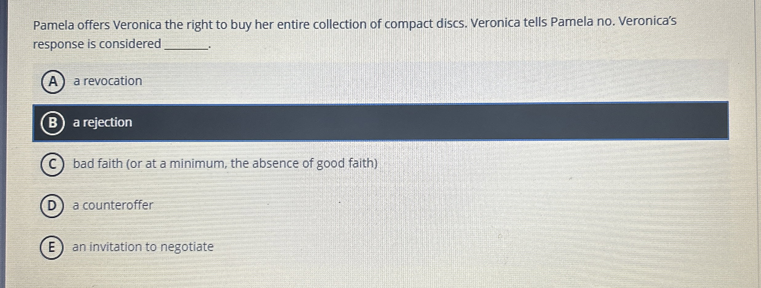 Pamela offers Veronica the right to buy her