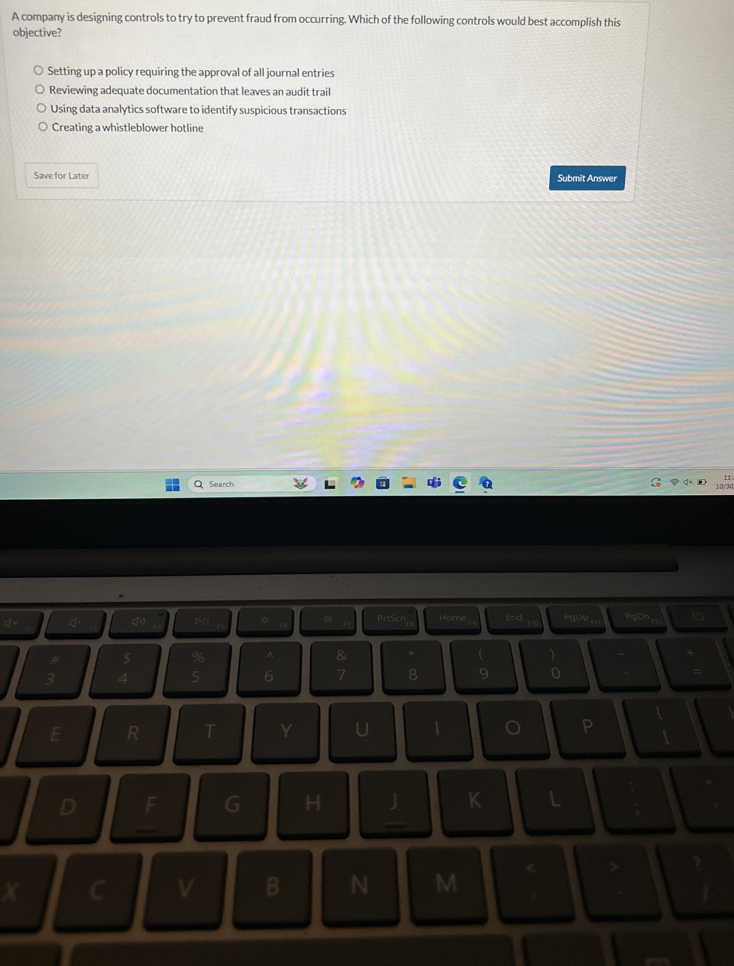 A company is designing controls to try to prevent