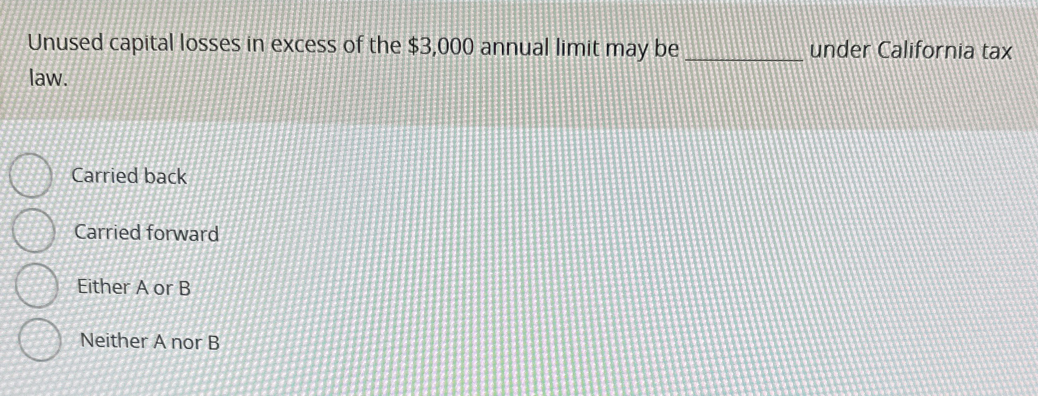 Unused capital losses in excess of the $ 3 , 0 0