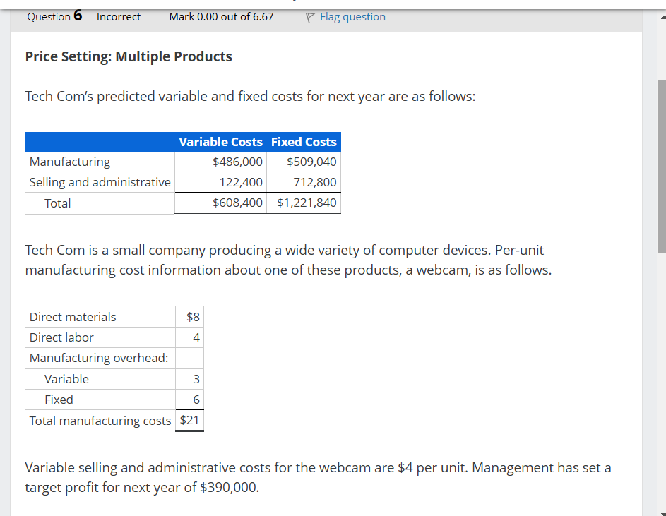 Price Setting: Multiple Products Tech Com's