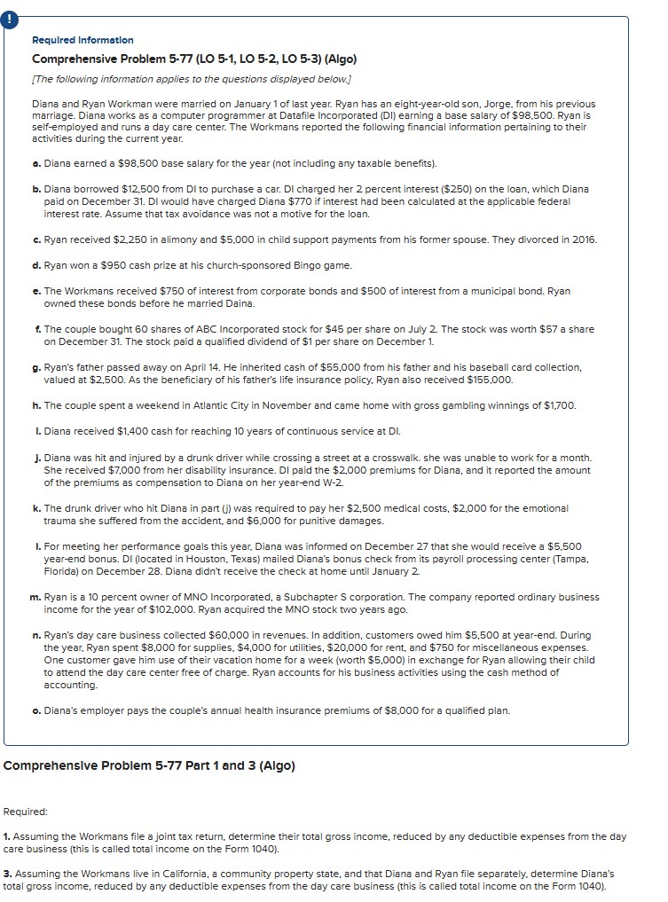 Comprehensive Problem 5 - 7 7 Part 1 and 3 ( Algo