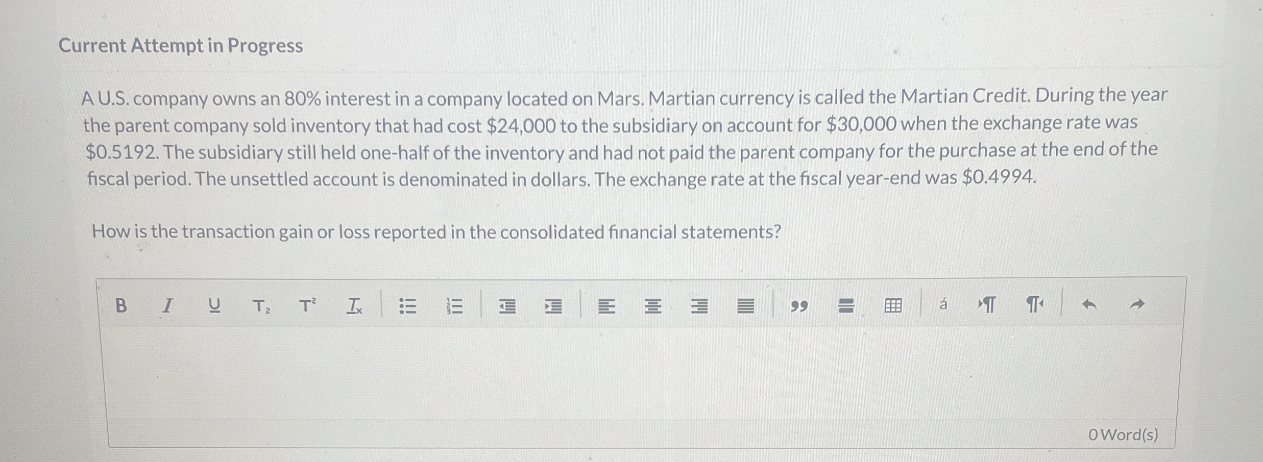 Current Attempt in Progress A U . S . company