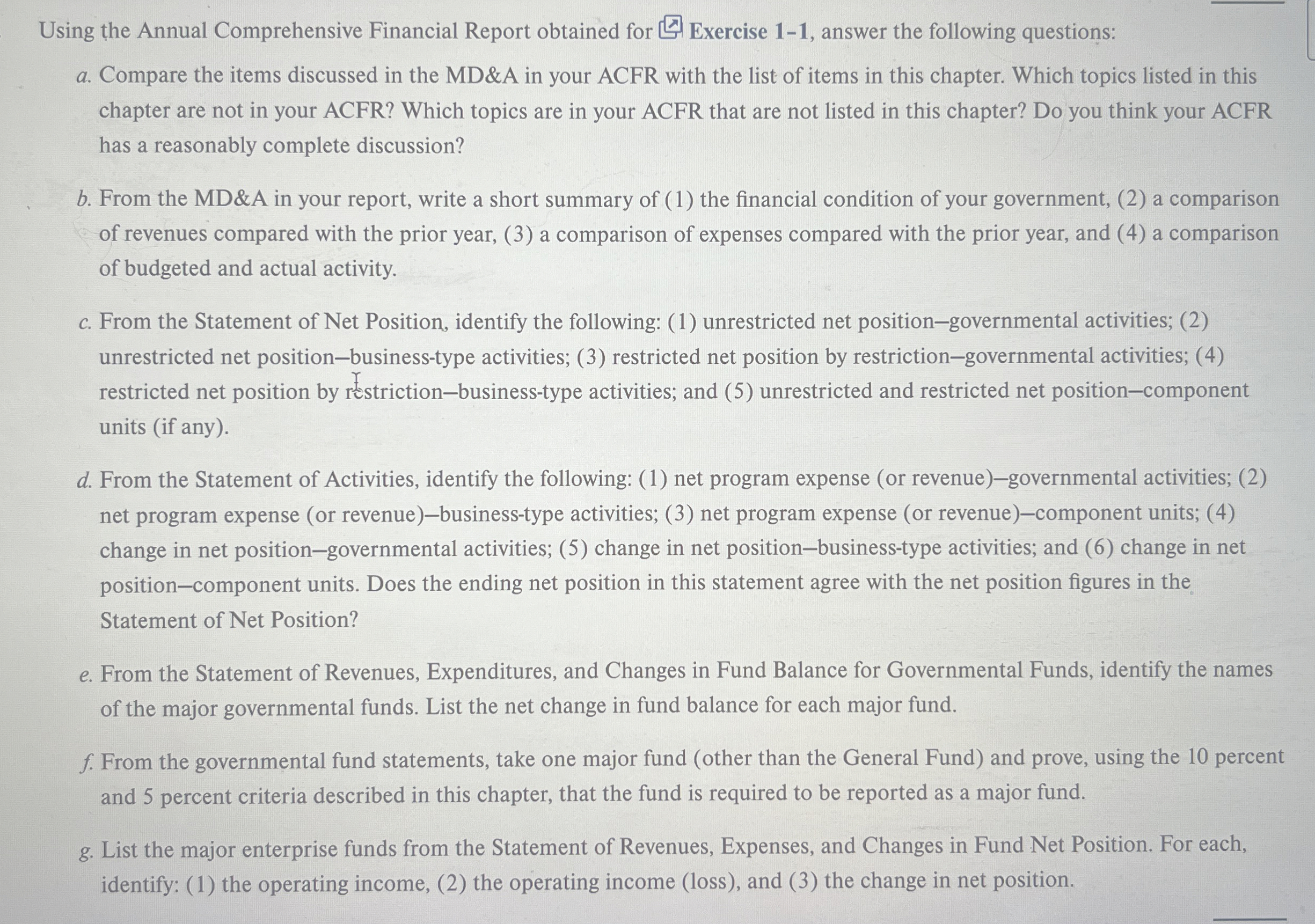 Using the Annual Comprehensive Financial Report