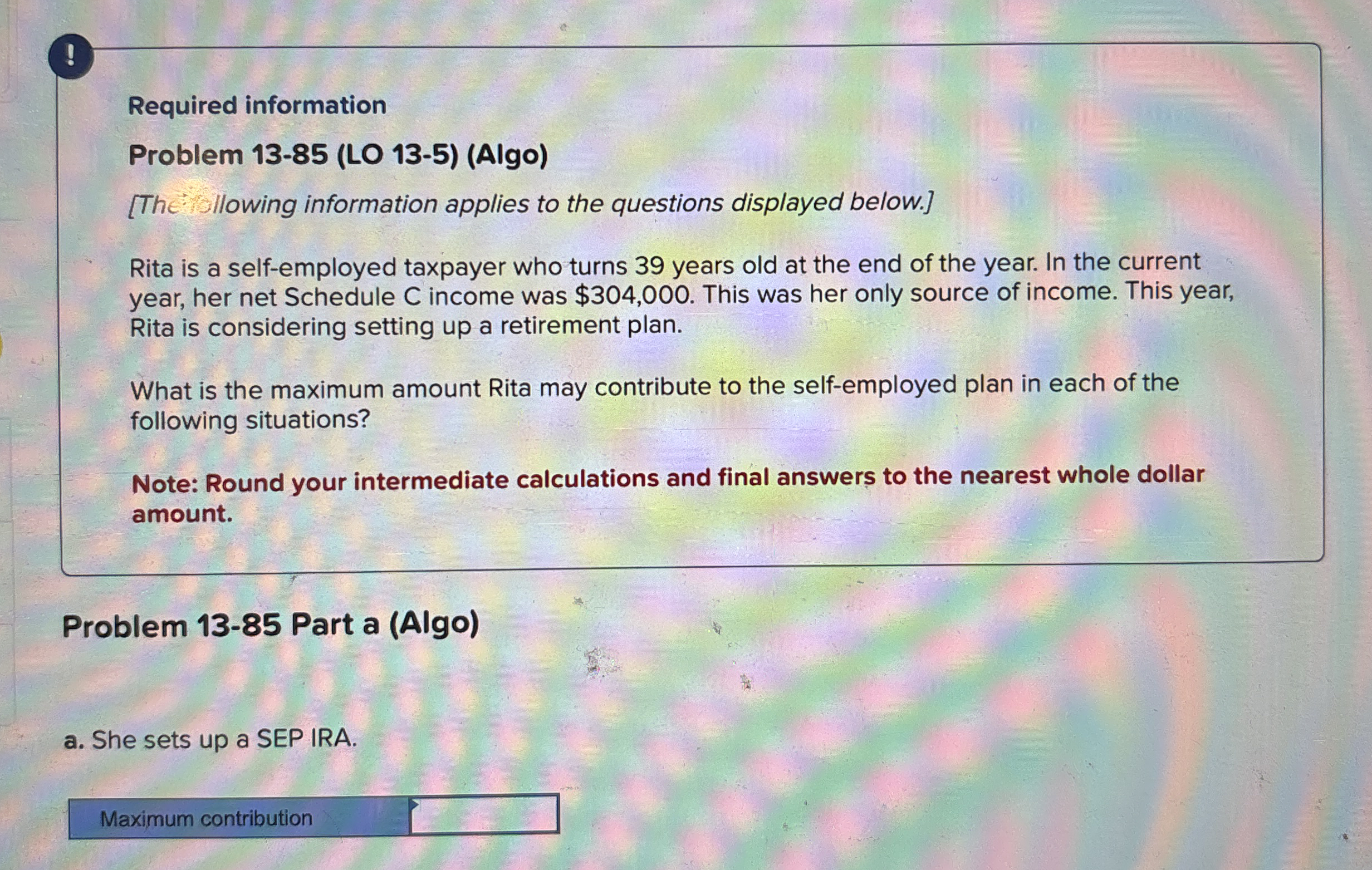 ! Required information Problem 1 3 - 8 5 ( LO 1 3