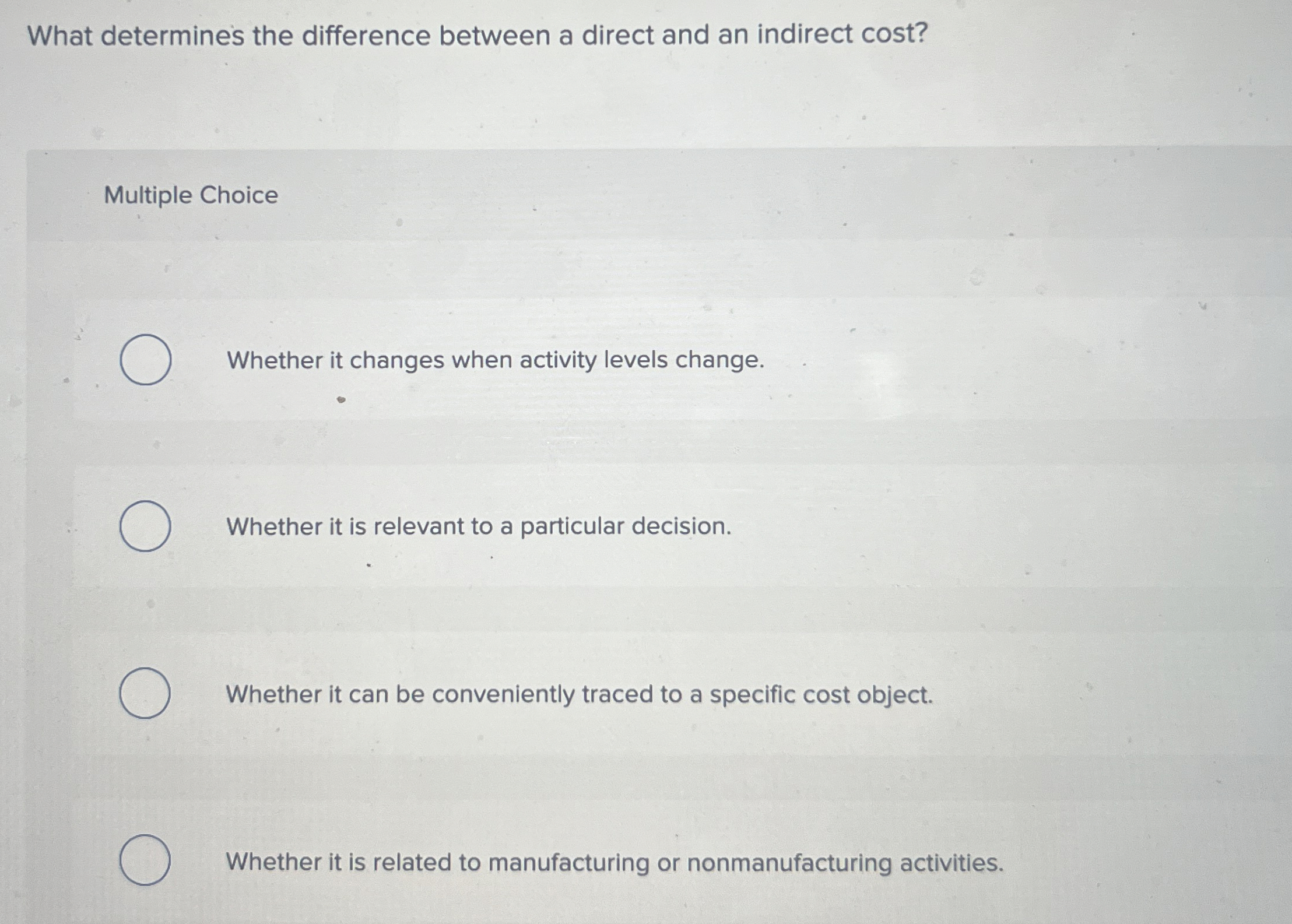 What determines the difference between a direct