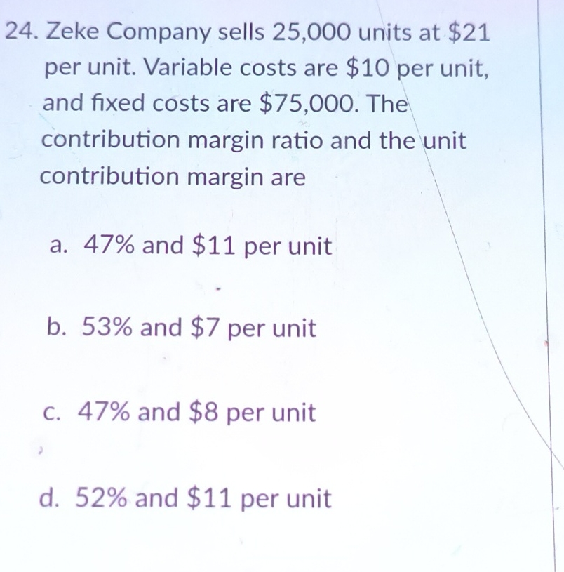 The contribution margin ratio is a . the same as