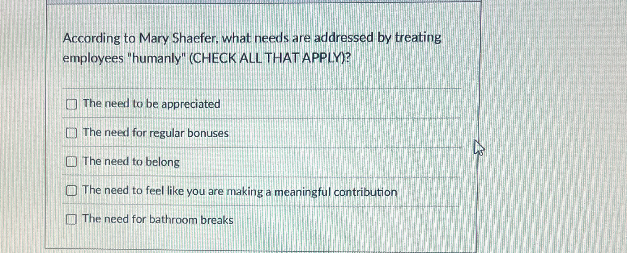 According to Mary Shaefer, what needs are