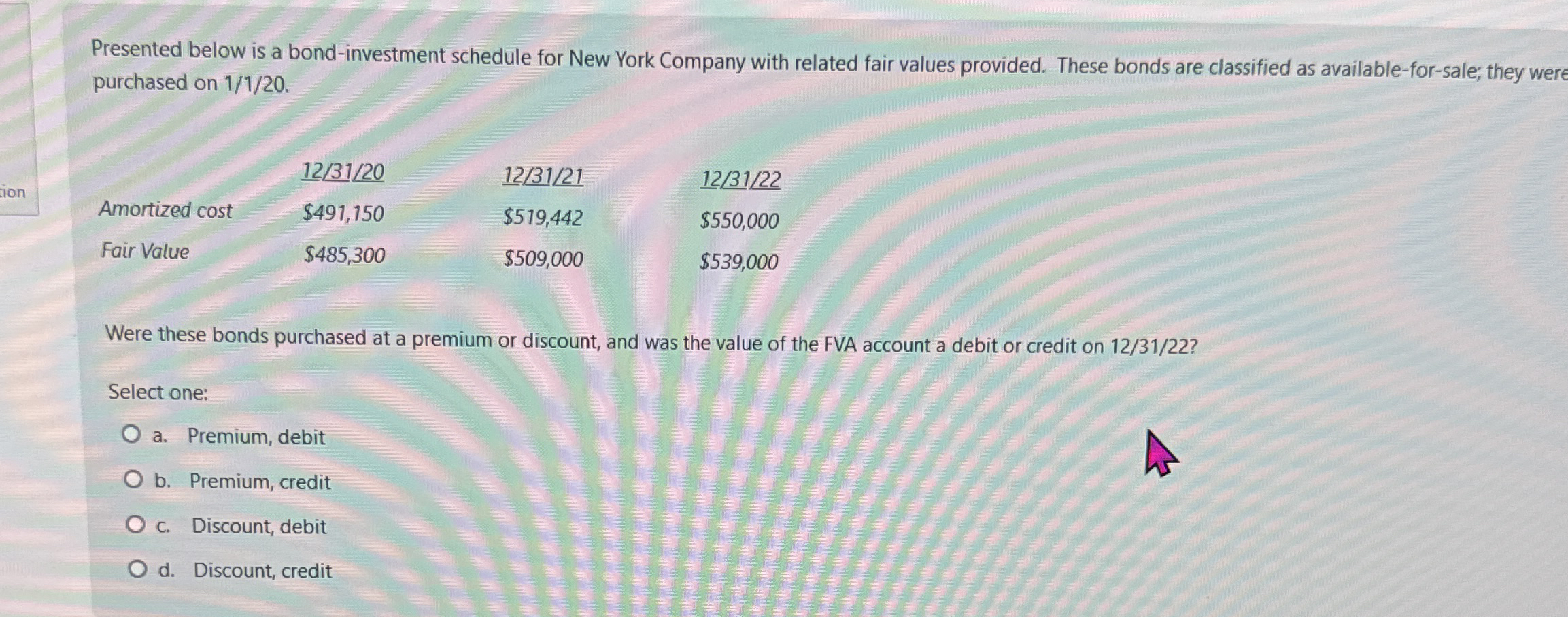 Presented below is a bond - investment schedule