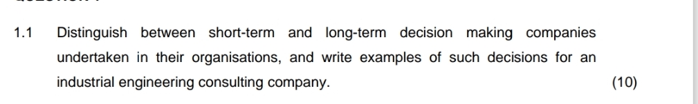 1 . 1 Distinguish between short - term and long -