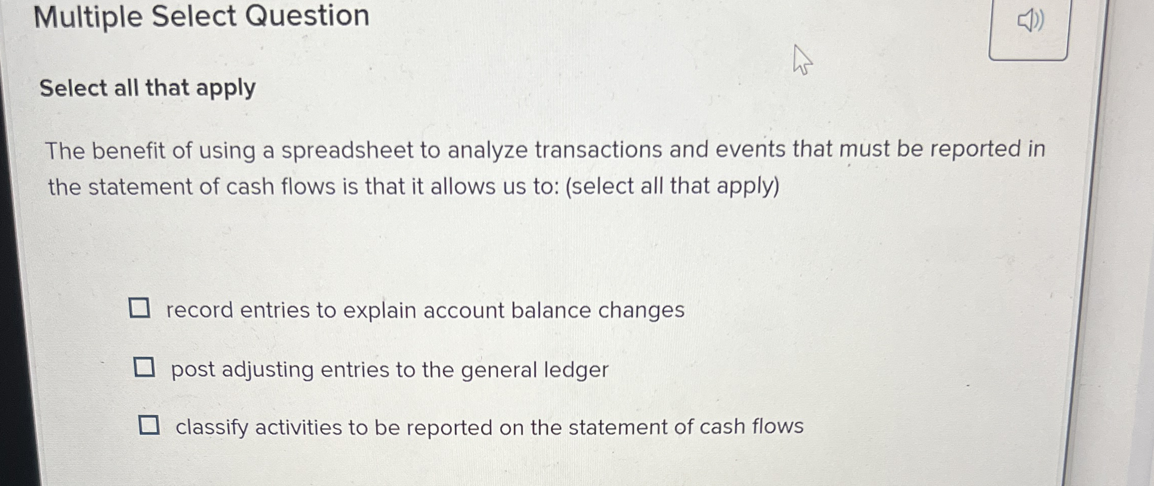 Multiple Select Question Select all that apply