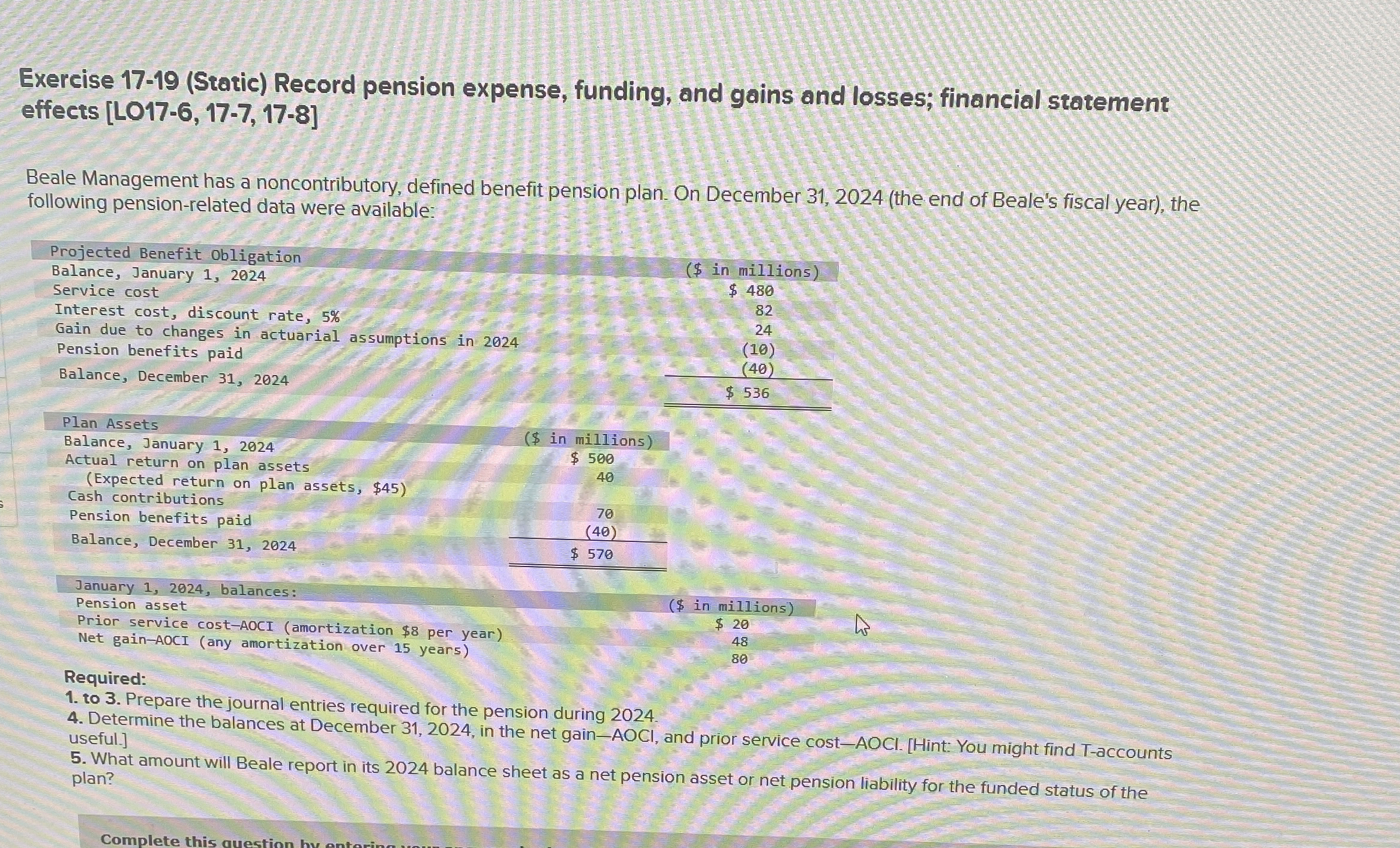 Exercise 1 7 - 1 9 ( Static ) Record pension