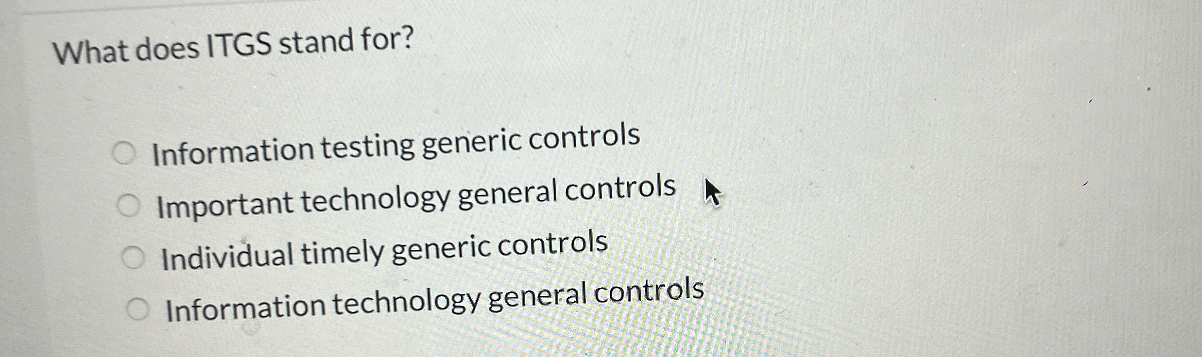 What does ITGS stand for? Information testing