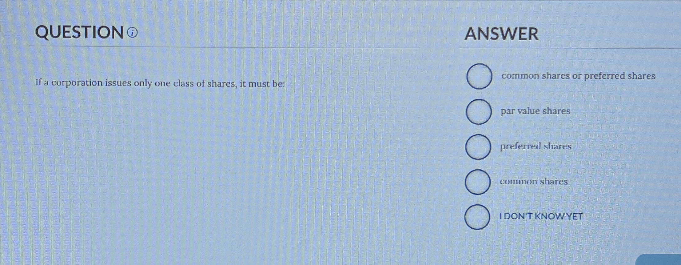QUESTION ( i ) ANSWER If a corporation issues