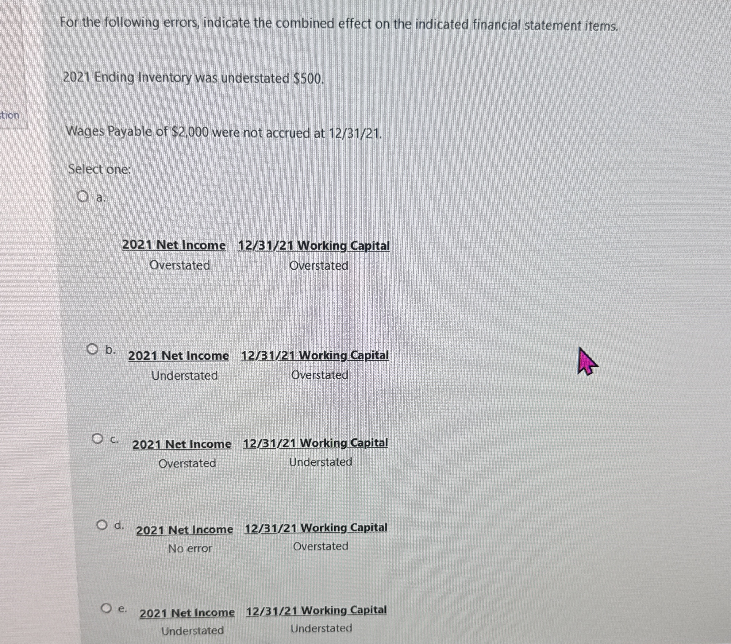 For the following errors, indicate the combined