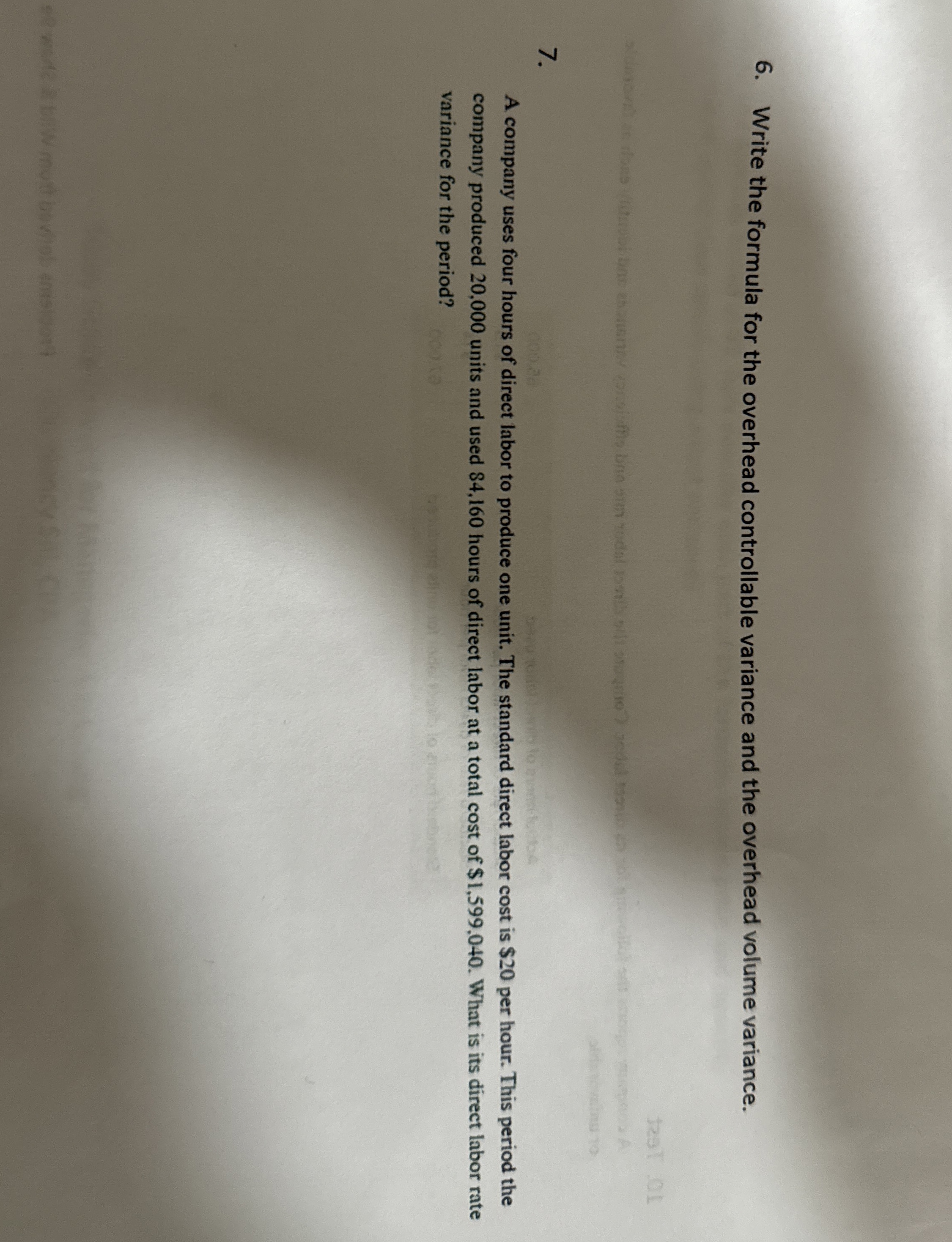 Write the formula for the overhead controllable