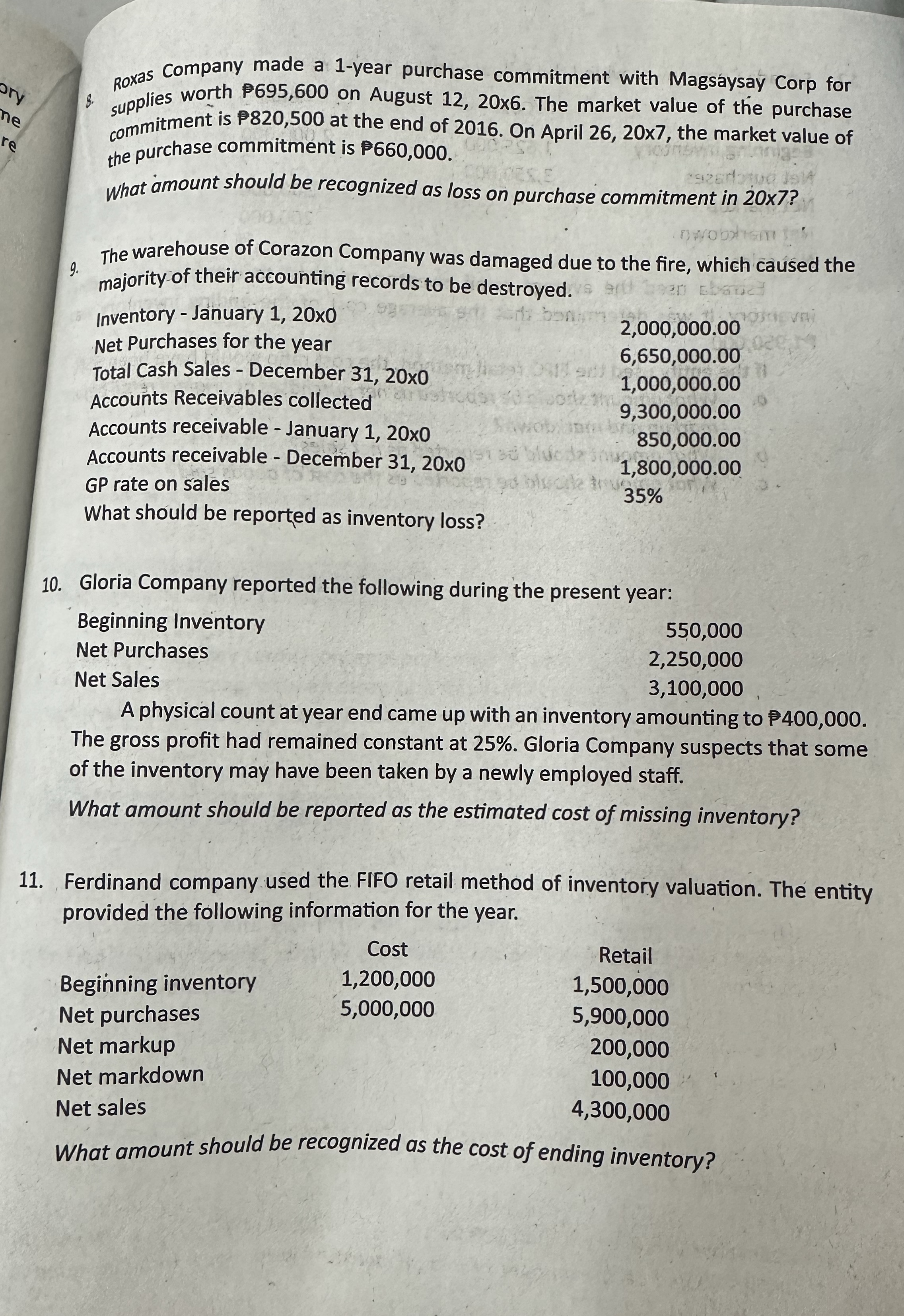 Roxas Company made a 1 - year purchase commitment