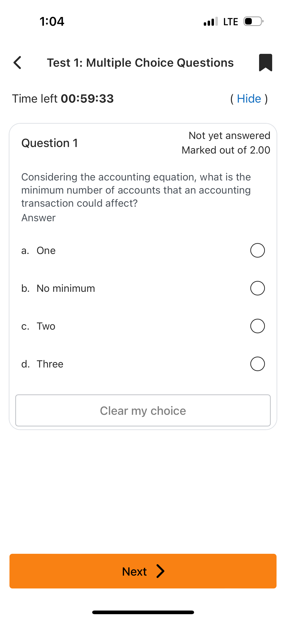 1 : 0 4 LTE Test 1 : Multiple Choice Questions