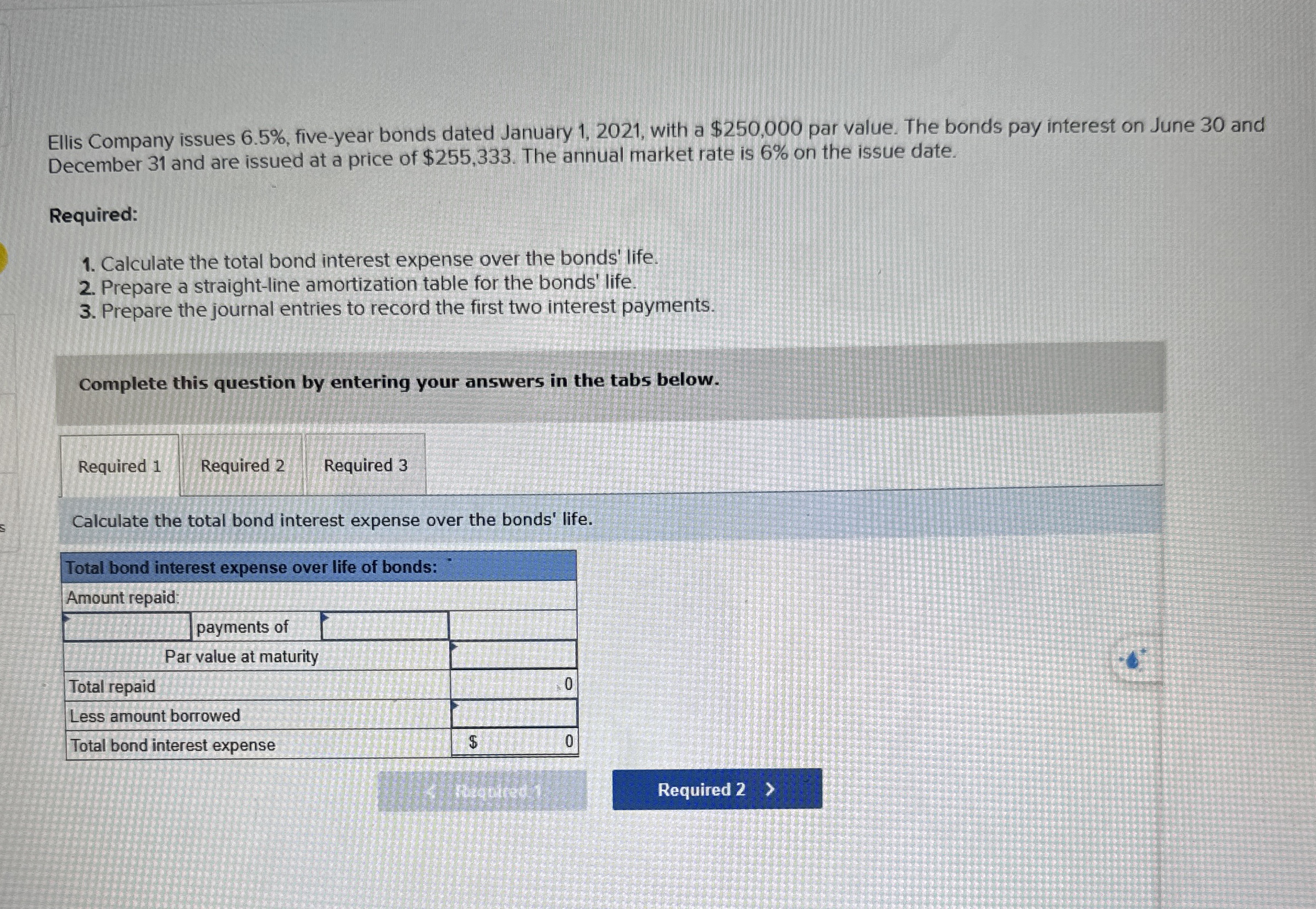 Ellis Company issues 6 . 5 % , five - year bonds
