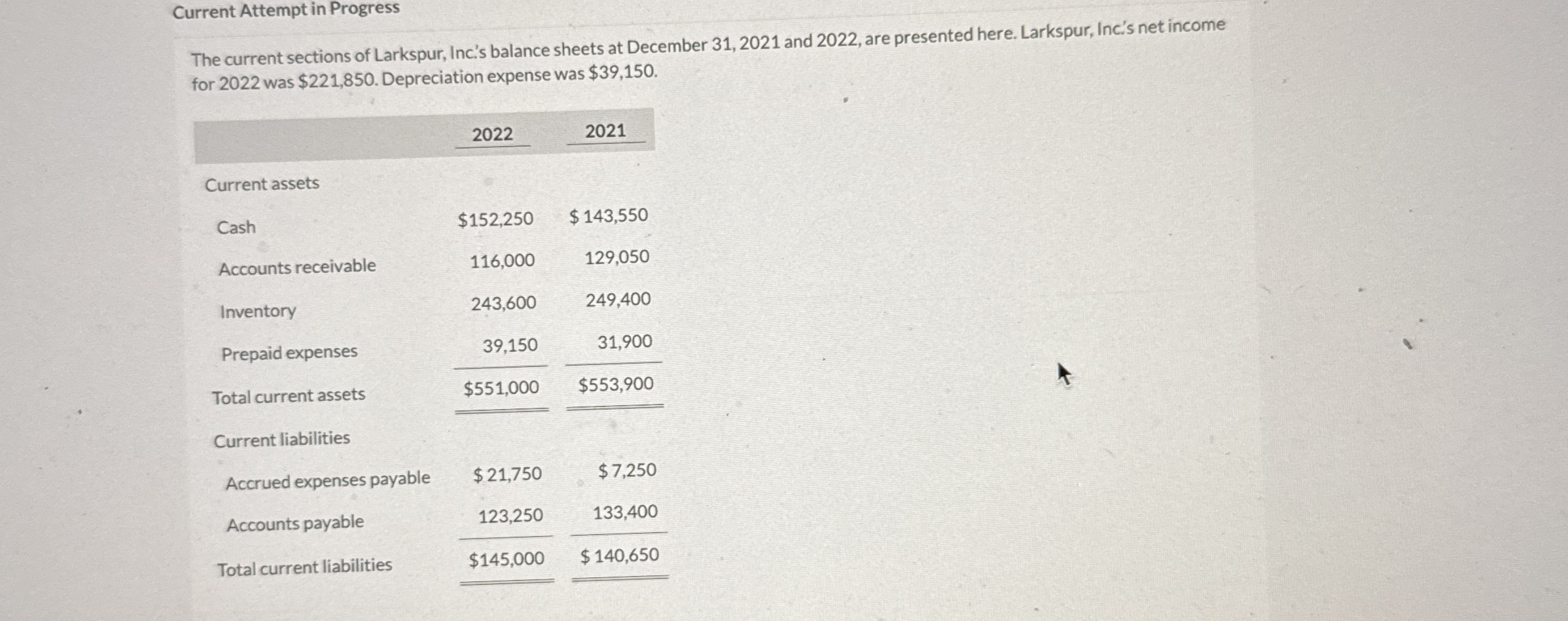 Current Attempt in Progress The current sections