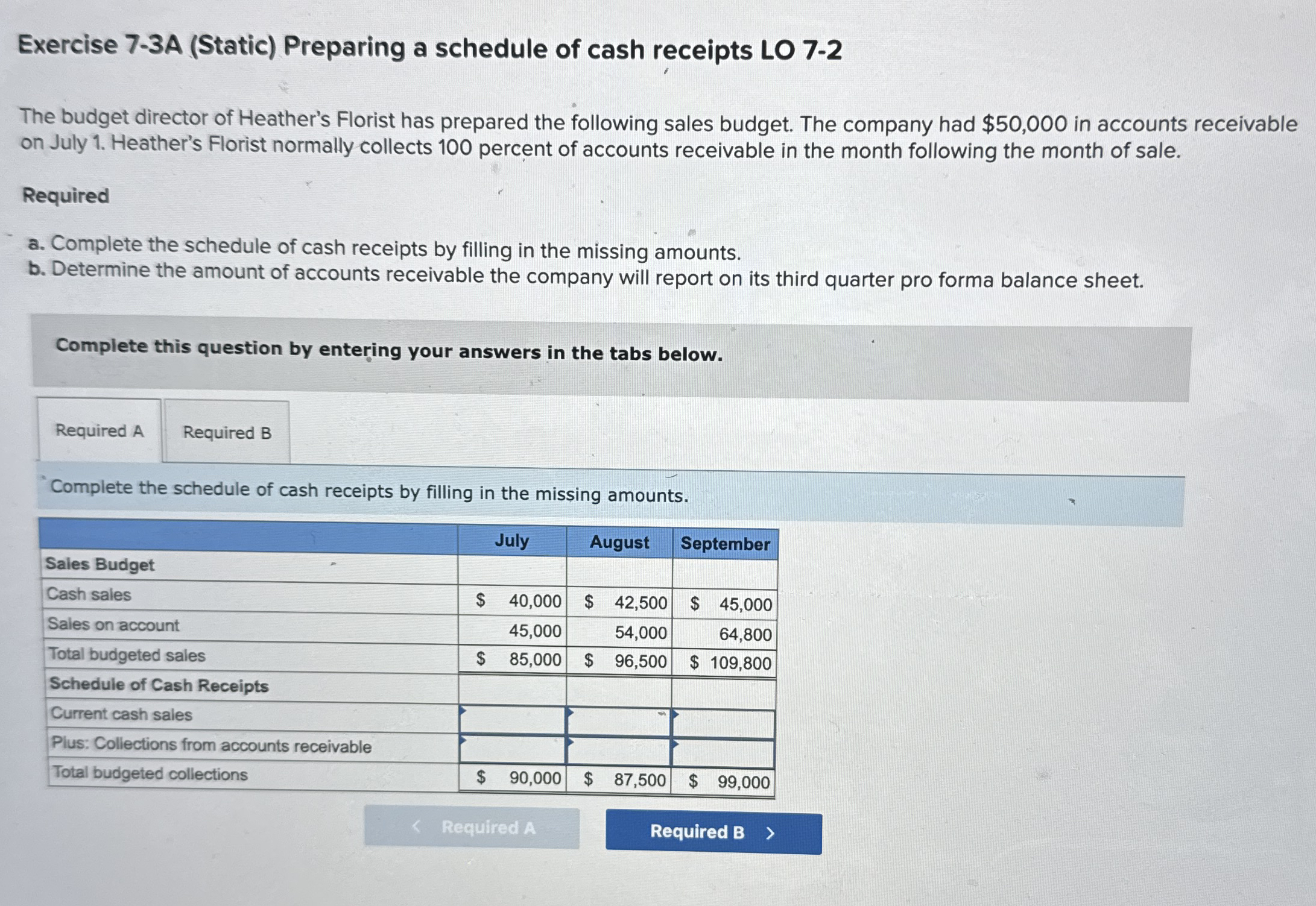 Exercise 7 - 3 A ( Static ) Preparing a schedule
