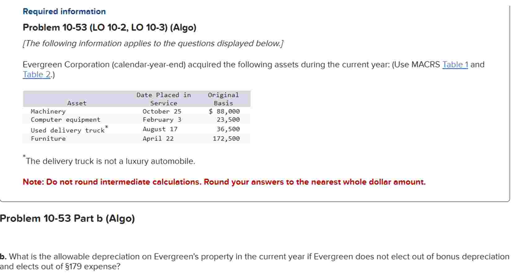 Required information Problem 1 0 - 5 3 ( LO 1 0 -
