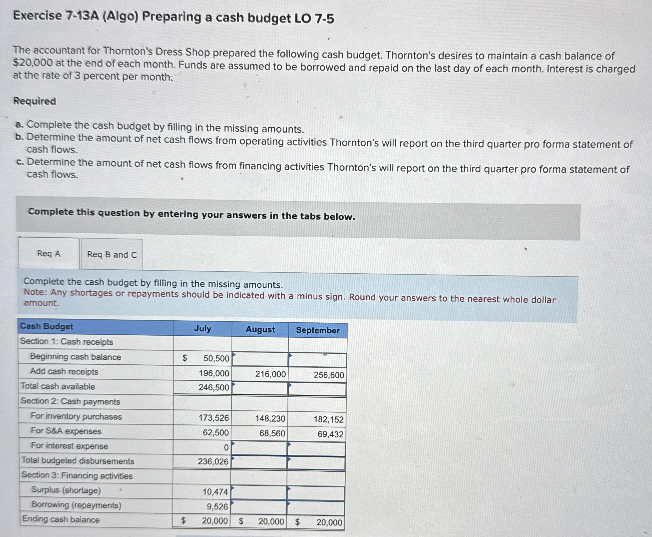 Exercise 7 - 1 3 A ( Algo ) Preparing a cash