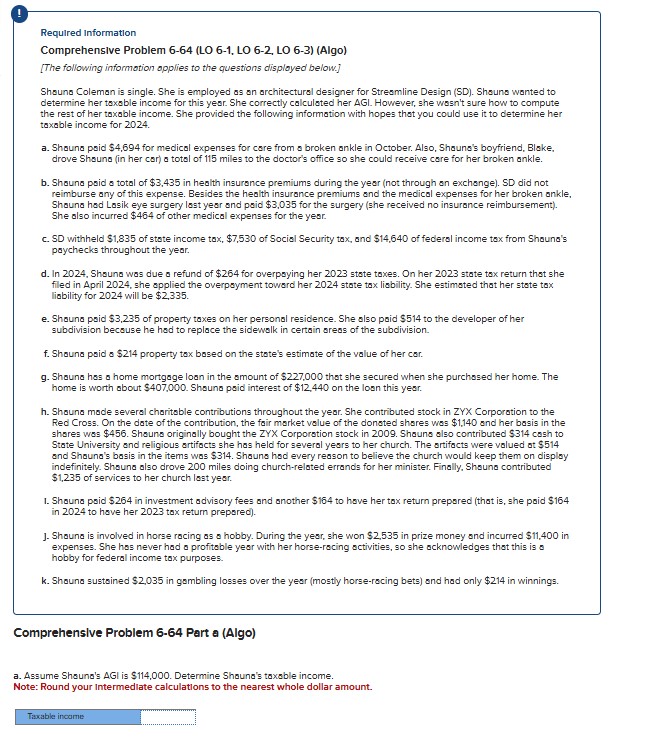 Required information Comprehensive Problem 6 - 6