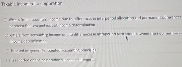 Taxable income of a corporation differs from