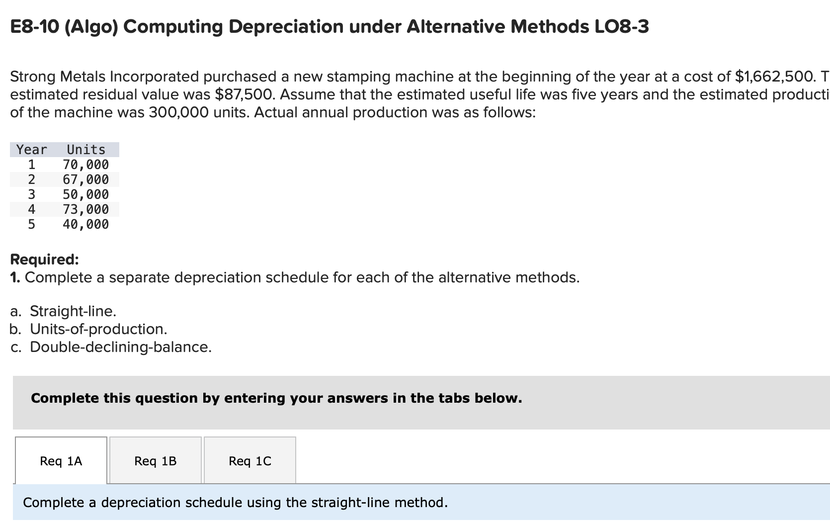 E 8 - 1 0 ( Algo ) Computing Depreciation under