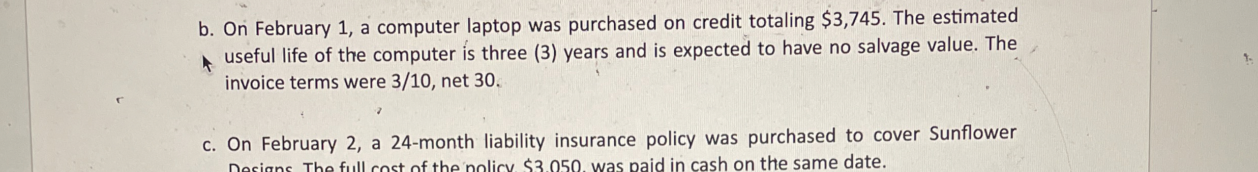 b . On February 1 , a computer laptop was