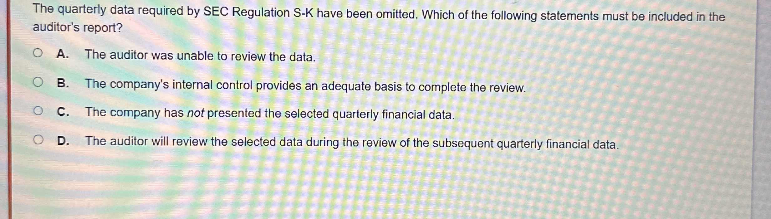 The quarterly data required by SEC Regulation S -