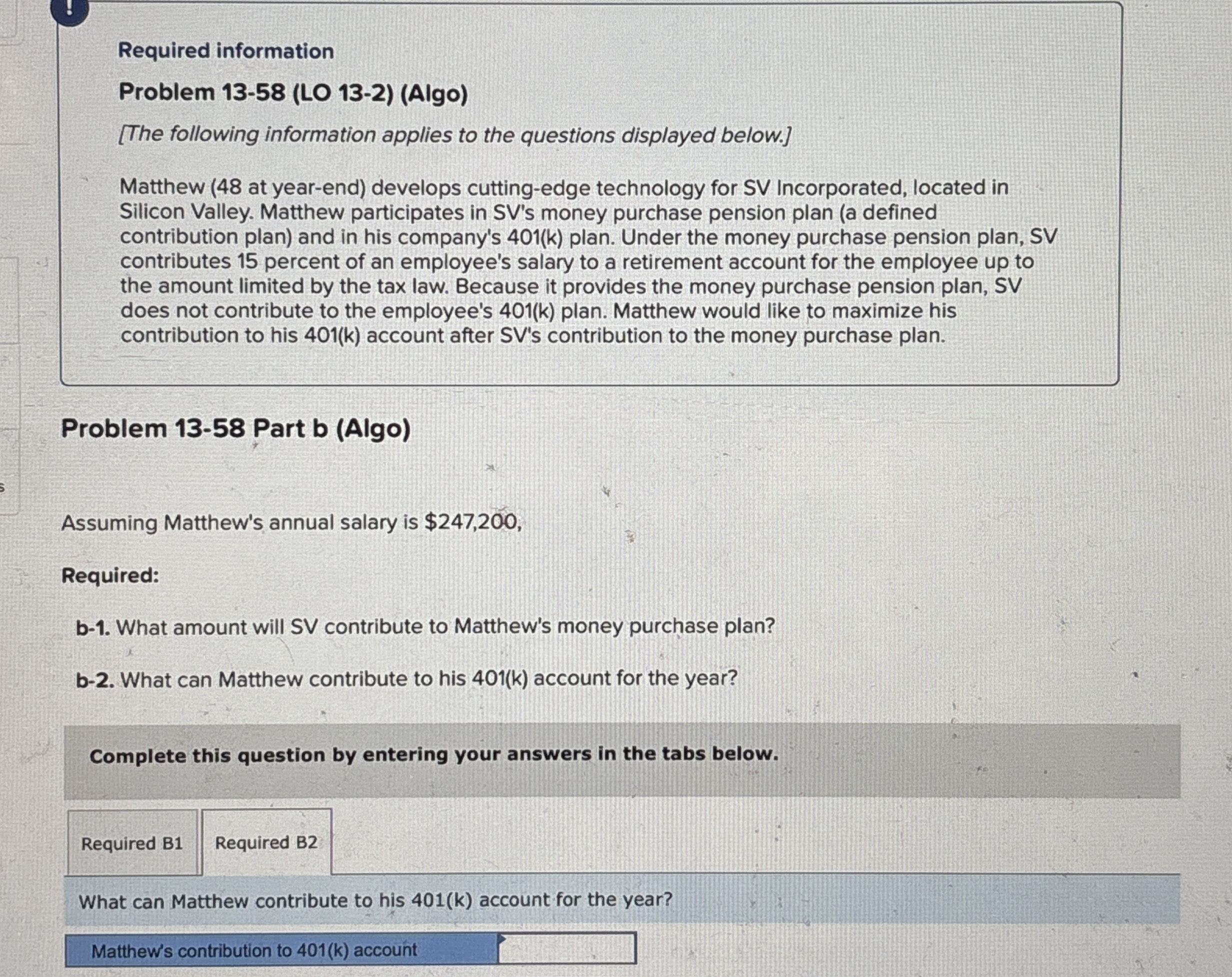 Required information Problem 1 3 - 5 8 ( LO 1 3 -