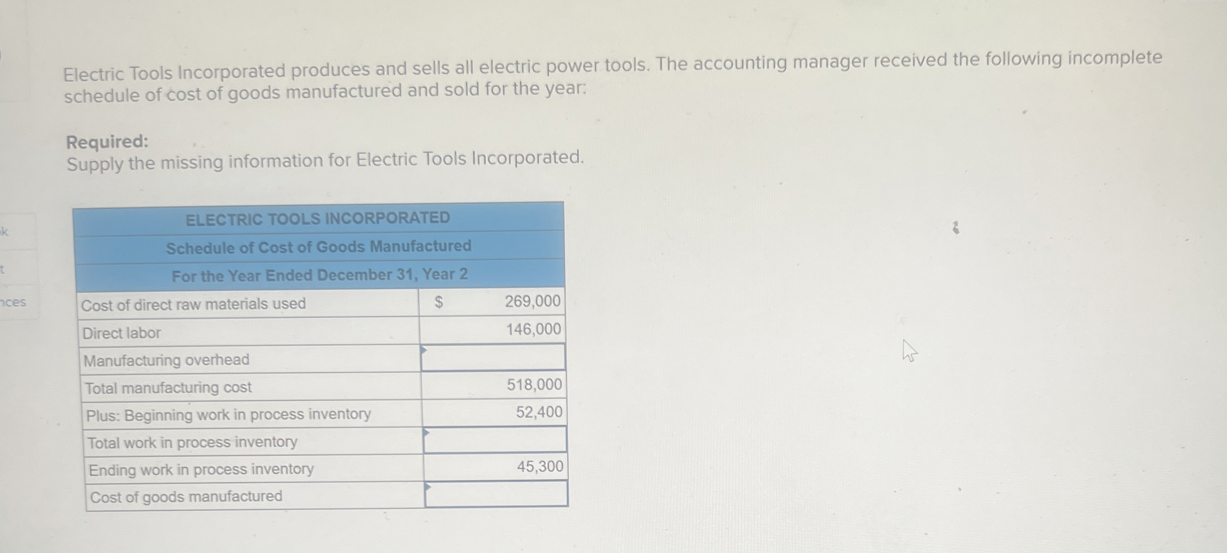 Electric Tools Incorporated produces and sells