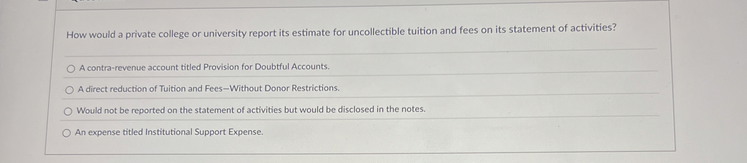 How would a private college or university report