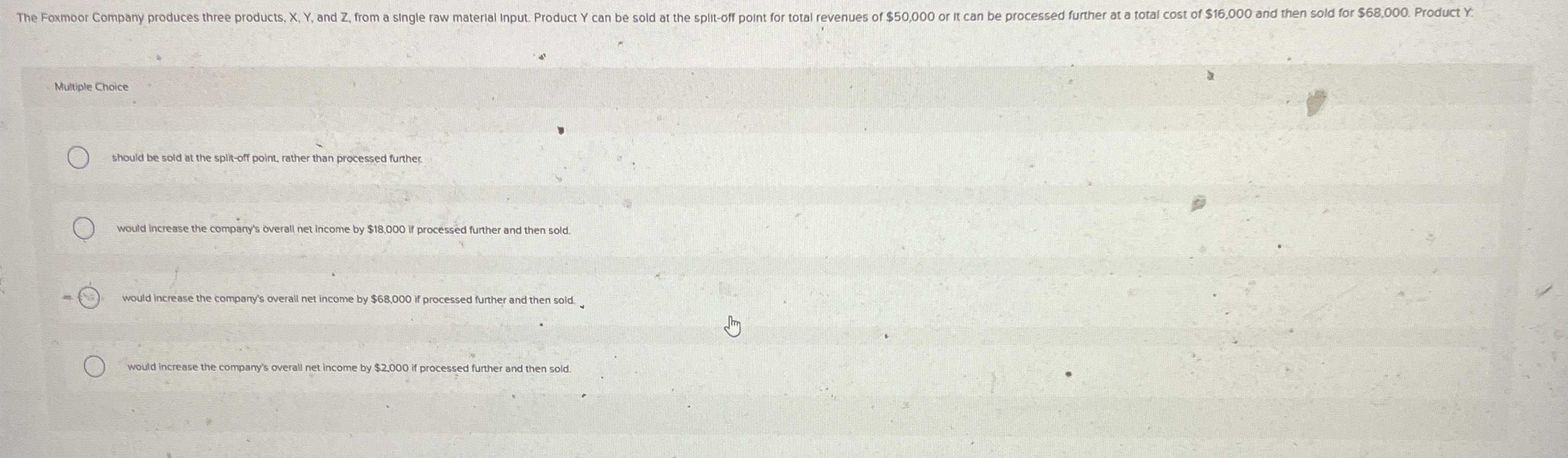 Mutiple Choice should be sold at the split - off