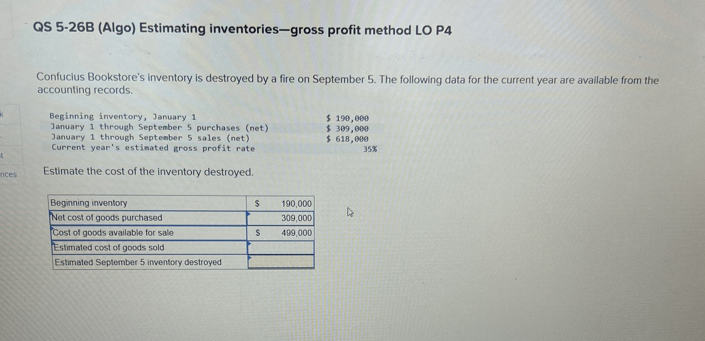 QS 5 - 2 6 B ( Algo ) Estimating inventories -
