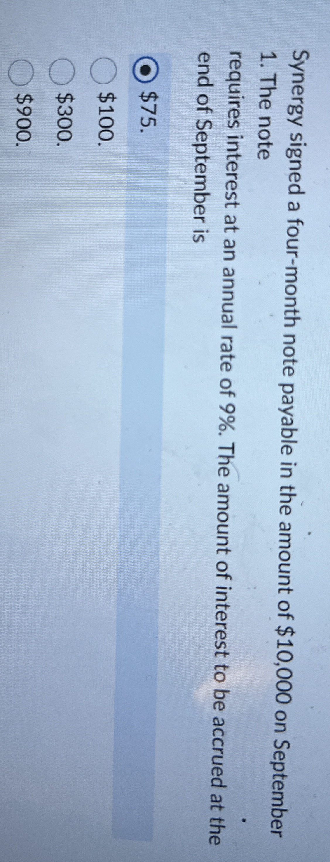 Synergy signed a four - month note payable in the